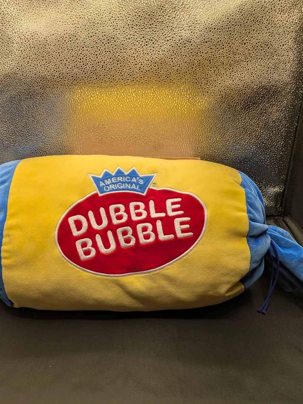 Plush Pillow Roll in Yellow and Blue Dubble   Bubble